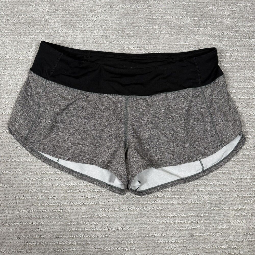 Lululemon Speed Up Shorts Womens Size 8 Lined Heathered Gray Black 2.5” inseam